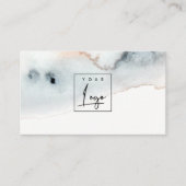 アクアエレガントブルー金ゴールドウォーターカラービーチハイロゴ 名刺 (正面)