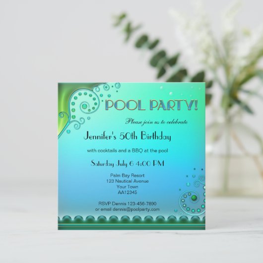 アクアエレガントプールパーティの招待状 招待状 (スタンド正面)