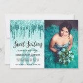 アクアエレガントミントグリッタードリップsweet sixteen 招待状 (正面)