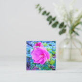 アクアエレガントリーフのあるピンクのハイビスカスの花 スクエア名刺 (スタンド正面)