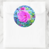 アクアエレガントリーフのあるピンクのハイビスカスの花 ラウンドシール (バッグ)