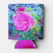 アクアエレガントリーフのあるピンクのハイビスカスの花 缶クーラー (正面)