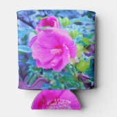 アクアエレガントリーフのあるピンクのハイビスカスの花 缶クーラー (裏面)