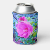 アクアエレガントリーフのあるピンクのハイビスカスの花 缶クーラー (缶裏面)