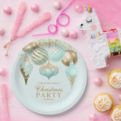 アクアエレガント金ゴールドオーナメントクリスマスパーティー ペーパープレート (パーティー)