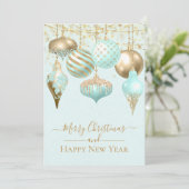 アクアエレガント金ゴールドオーナメントメリークリスマスカード (スタンド正面)