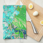 アクアエレガント&グリーンライムライトアジサイ詳細 キッチンタオル (四つ折り)