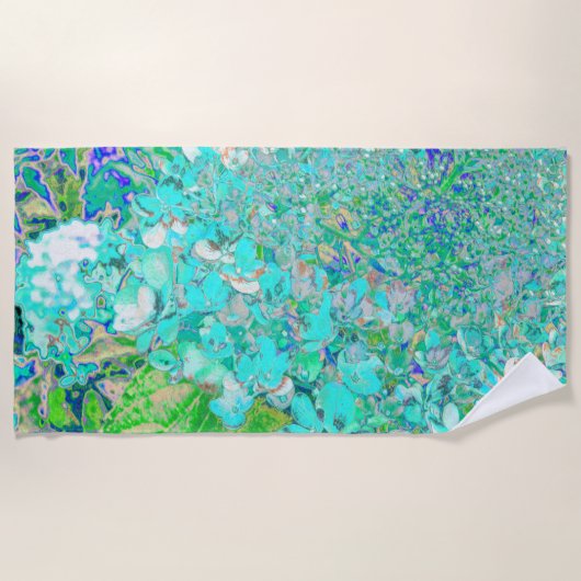 アクアエレガント&グリーンライムライトアジサイ詳細 ビーチタオル (正面)