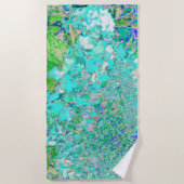 アクアエレガント&グリーンライムライトアジサイ詳細 ビーチタオル (正面)