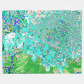 アクアエレガント&グリーンライムライトアジサイ詳細 フリースブランケット (正面(横))