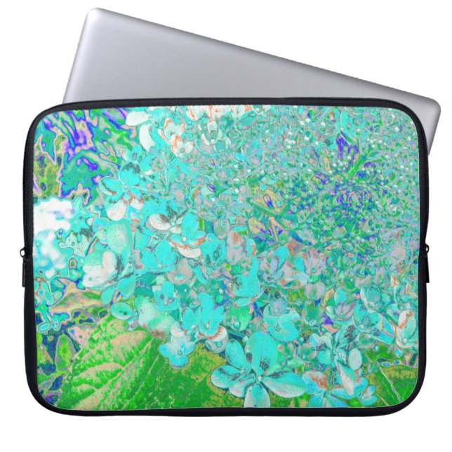 アクアエレガント&グリーンライムライトアジサイ詳細 ラップトップスリーブ (正面)