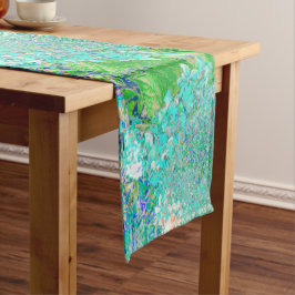 アクアエレガント&グリーンライムライトアジサイ詳細 ロングテーブルランナー