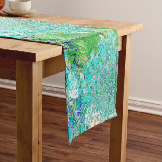 アクアエレガント&グリーンライムライトアジサイ詳細 ロングテーブルランナー (インサイチュ)