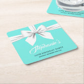 アクアエレガント ティファニー パーティー デコ スクエアペーパーコースター (アングル)