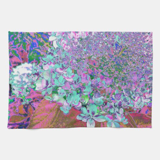 アクアエレガント&パープルライムライトアジサイ詳細 キッチンタオル (横)