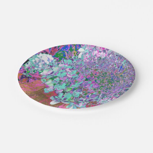 アクアエレガント&パープルライムライトアジサイ詳細 ペーパープレート (アングル)