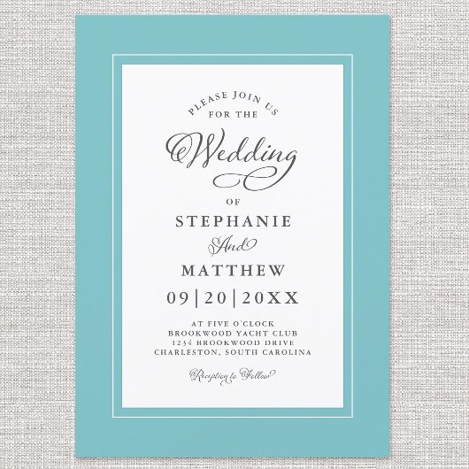 アクアエレガント・ホワ結婚イトの書モダン跡 招待状