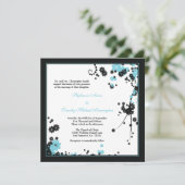 アクアエレガント+黒い花結婚式招待状 招待状 (スタンド正面)