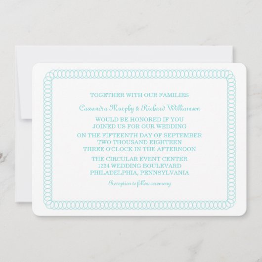 アクアエンクルド丸い結婚式の招待 招待状 (正面)