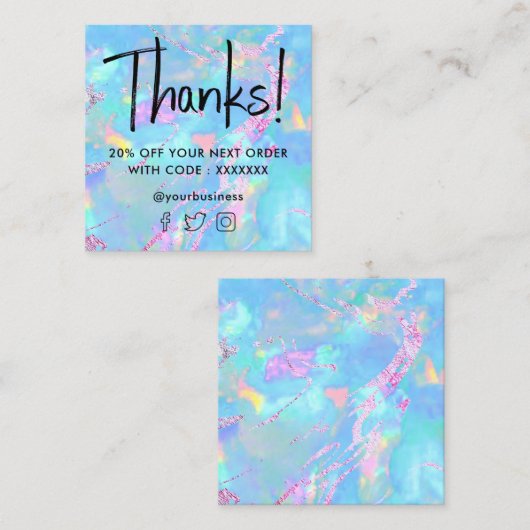 アクアオパールのテクスチャ割引カード スクエア名刺 (正面/裏面)