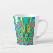 アクアオレンジとグリーングルーヴィ抽象芸術レトロアート カフェラテマグ (右)