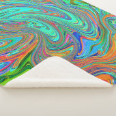 アクアオレンジとグリーングルーヴィ抽象芸術レトロアート シェルパブランケット (3/4)