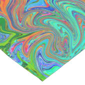 アクアオレンジとグリーングルーヴィ抽象芸術レトロアート ショートテーブルランナー (コーナー)