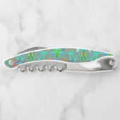 アクアオレンジとグリーングルーヴィ抽象芸術レトロアート ソムリエナイフ (裏面)