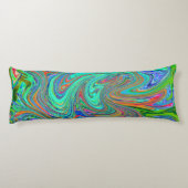 アクアオレンジとグリーングルーヴィ抽象芸術レトロアート ボディピロー (裏面)