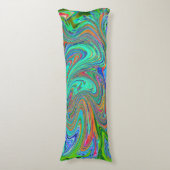 アクアオレンジとグリーングルーヴィ抽象芸術レトロアート ボディピロー (正面縦)