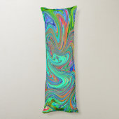 アクアオレンジとグリーングルーヴィ抽象芸術レトロアート ボディピロー (裏面 (縦))