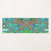 アクアオレンジとグリーングルーヴィ抽象芸術レトロアート ヨガマット (正面(横))