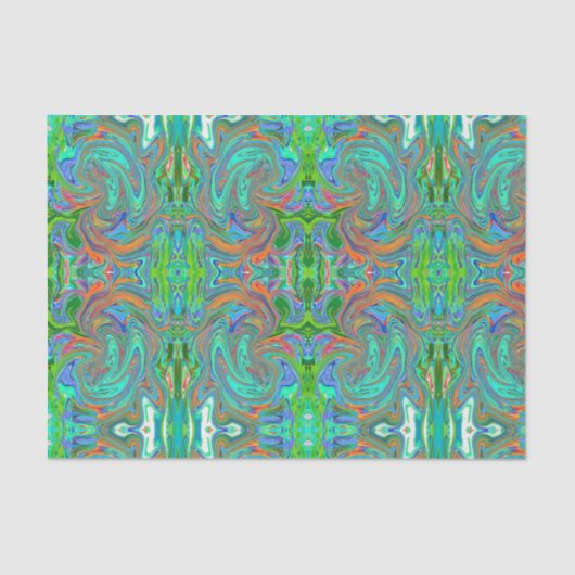 アクアオレンジとグリーングルーヴィ抽象芸術レトロアート 薄葉紙 (正面)