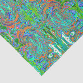 アクアオレンジとグリーングルーヴィ抽象芸術レトロアート 薄葉紙 (詳細)