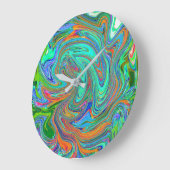 アクアオレンジグリーングルービー抽象芸術レトロアート ラージ壁時計 (傾斜)