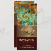 アクアオレンジスワールバースデーパーティーの招待 招待状 (正面/裏面)