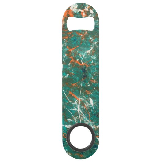 アクアオレンジホワイトステンレス鋼ボトルオープナー スピード栓抜き (正面)