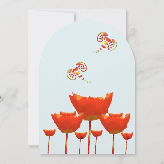 アクアオレンジポピーズバタフライ結婚式招待状 招待状 (裏面)