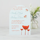 アクアオレンジポピーズバタフライ結婚式招待状 招待状 (スタンド正面)