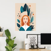 アクアオレンジ抽象芸術ボホイラストレーションAIアート ポスター (ホームオフィス)