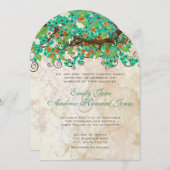 アクアオレンジ&ライムさくらんぼブロッサムブラウン紙 招待状 (正面/裏面)