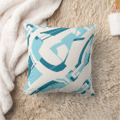 アクアオンオフホワイト対角はっきりした形状芸術デザイン クッション (ブランケット)