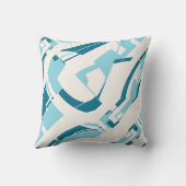 アクアオンオフホワイト対角はっきりした形状芸術デザイン クッション (裏面)