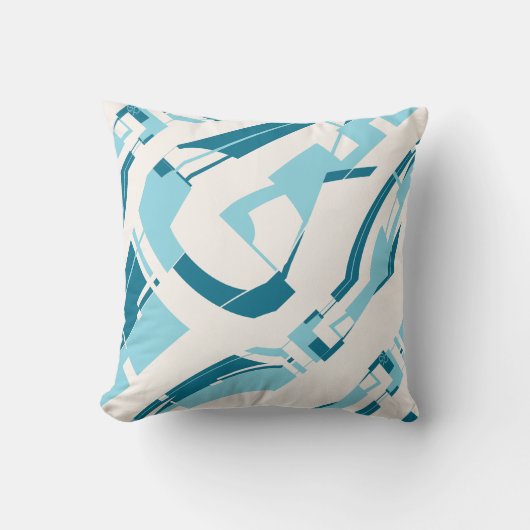 アクアオンオフホワイト対角はっきりした形状芸術デザイン クッション (正面)