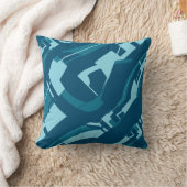 アクアオンダークターコイズはっきりした対角形状デザイン クッション (ブランケット)