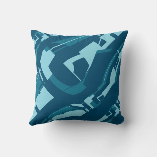 アクアオンダークターコイズはっきりした対角形状デザイン クッション (裏面)