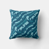 アクアオンダークターコイズはっきりした対角線パターンプリント クッション (裏面)