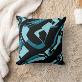 アクアオンブラックはっきりした対角形状アートデザイン クッション (ブランケット)