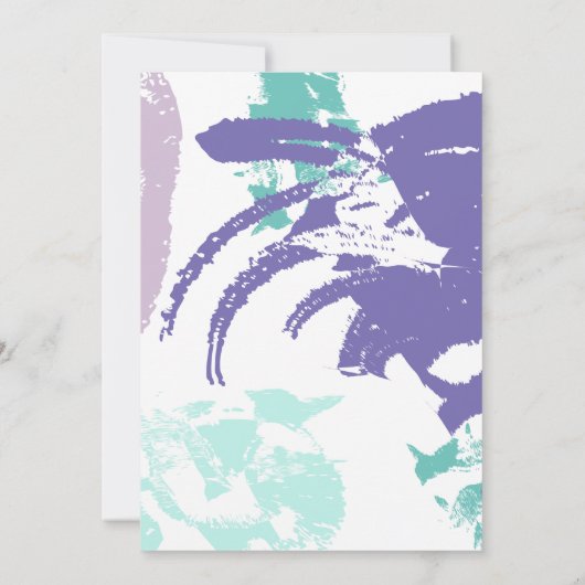 アクアオーキッド抽象芸術ブラシストローク日付の保存 招待状 (裏面)