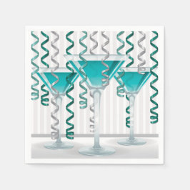 アクアカクテルとリボン スタンダードカクテルナプキン